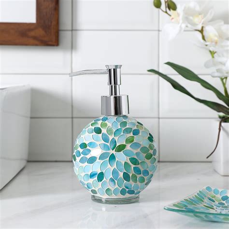 4pc Mixed Color Bluegreen Mosaic Glass Bathroom Accessories Etsy