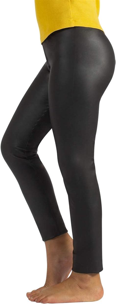 Girls Fashion Leggings Child Black Faux Leather Trousers From 4 To