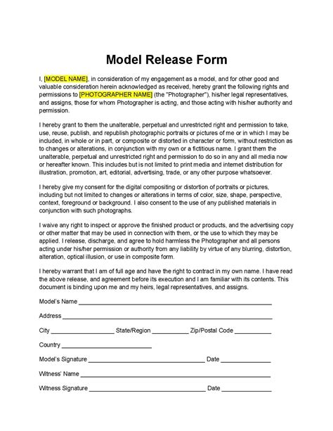 Model Release Form For Minors Fill Out And Sign Printable Pdf The