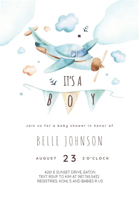 toy airplane baby shower invitation template