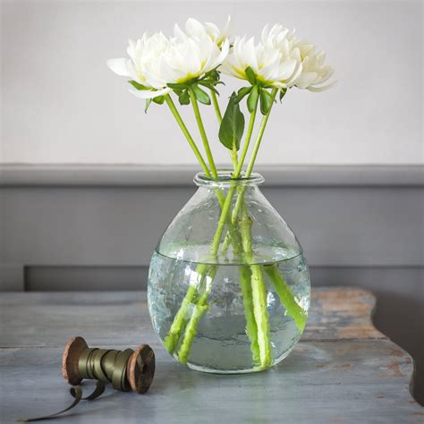 Recycled Glass Teardrop Shape Flower Vase Grace Grey