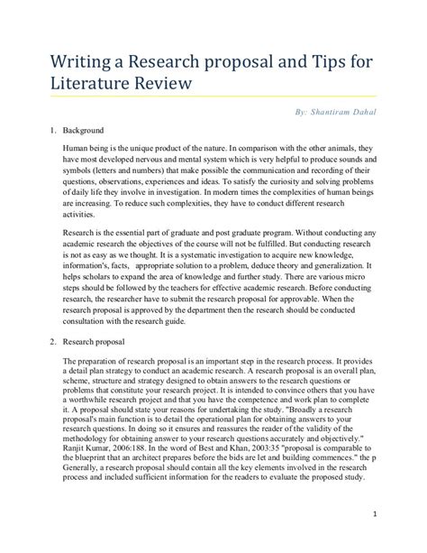 research proposal tips  writing literature review