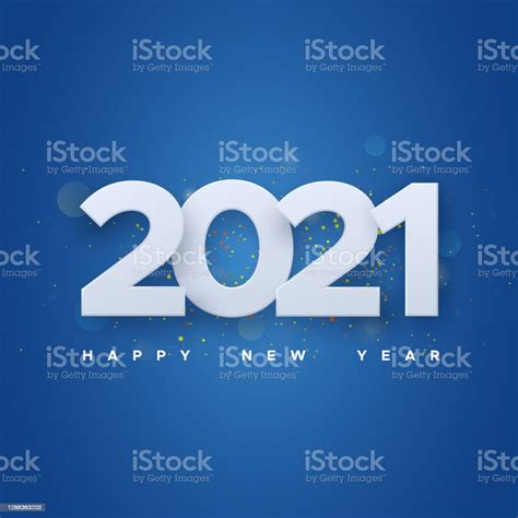 Coming 2021 With New Year Wish On Blue Background Stock Illustration