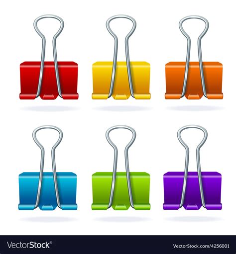 Colorful Binder Clip Set Royalty Free Vector Image