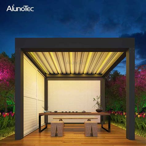 These are leds embedded in ribbons that can be attached to the gazebo via an adhesive backing. Automatic Opening Closing Awning Metal Outdoor Gazebo With ...