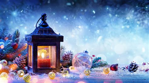 Wallpaper Christmas Decorations Spruce Snow Lamp Balls