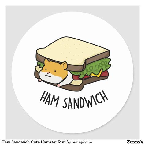 Ham Sandwich Cute Hamster Pun Classic Round Sticker Round Stickers