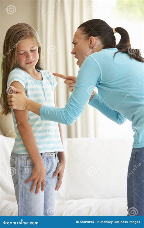 Mother Telling Off Daughter At Home Stock Image Image Of Vertical Behaved 55890941