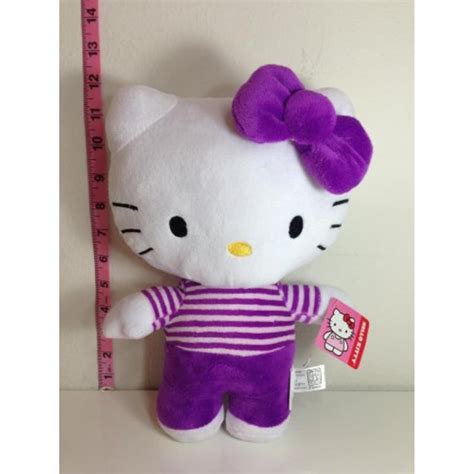 Hello Kitty Plush Doll Toy Purple Striped Shirt