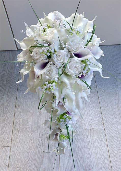 Artificial Bride Flowers White Purple Calla Lily Rose
