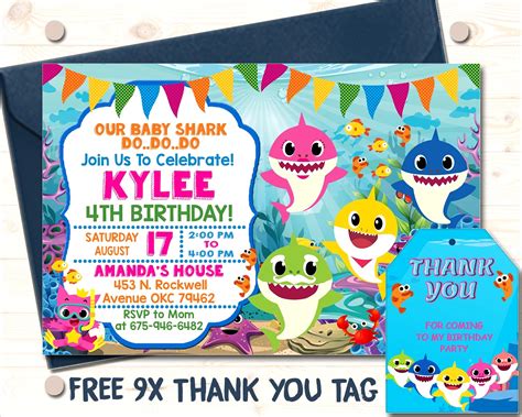 Read my free elmo birthday party ideas with lots of creative tips and advice for an elmo birthday party theme including elmo party invitations, food and drink, and elmo party decorations. Baby Shark Birthday Invitation Card