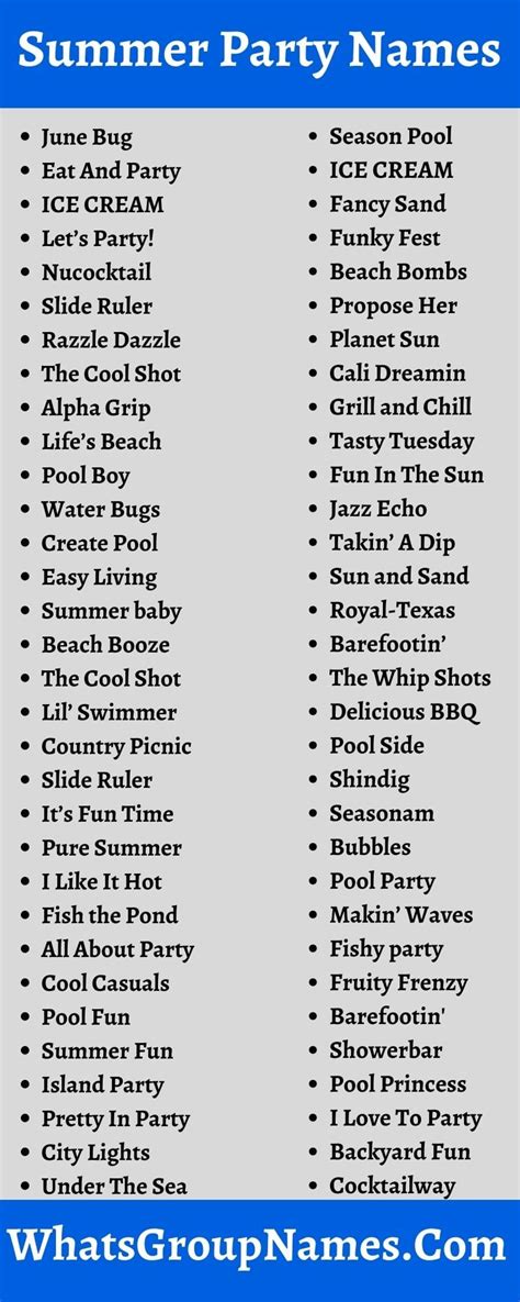 269 Summer Party Names To Enjoy Your Party Properly