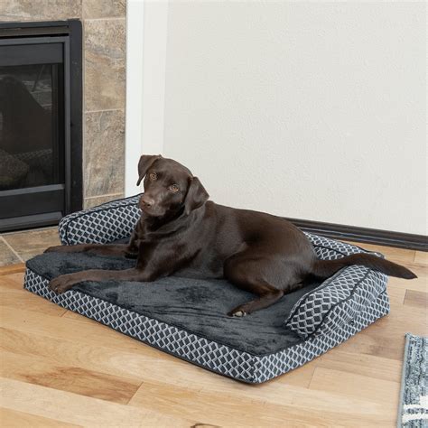 Furhaven Comfy Couch Orthopedic Bolster Dog Bed Wremovable Cover