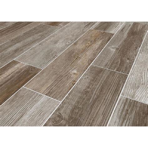 Style Selections Woods French Gray 6 In X 24 In Porcelain Wood Look