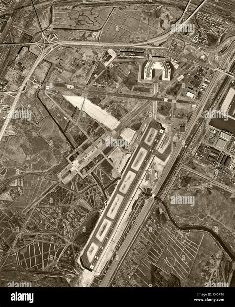Historical Aerial Photograph Newark Airport 1954 Stock Photo Royalty