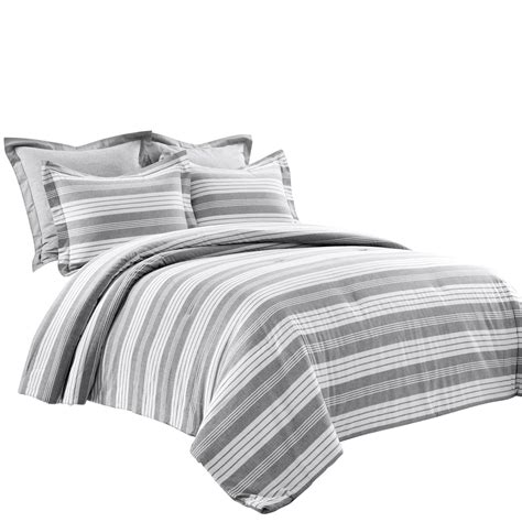 Lush Decor Farmhouse Striped Piece Comforter Sets Full Queen With Pillow Shams Euro Shams