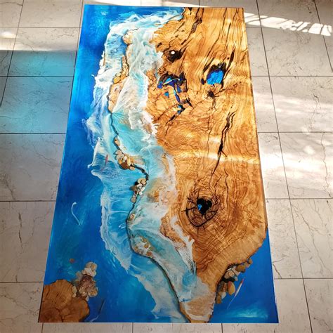 Gorgeous Epoxy Resin Ocean Coffee Table With Olive Wood Live Etsy
