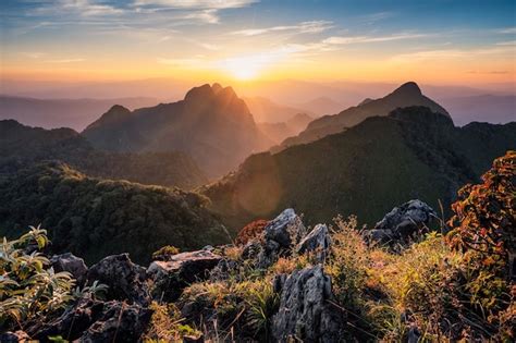 Premium Photo Landscape Of Sunset On Mountain Range In Wildlife