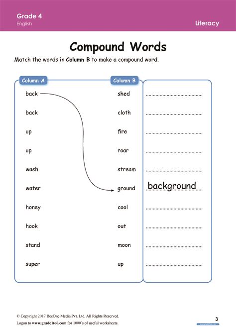 Compound Words Worksheets For Grade 4