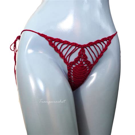 Buy Cardinal Red Crochet Extreme Micro G String Bikini Bottom Bikini Thong Sunbathing For Women
