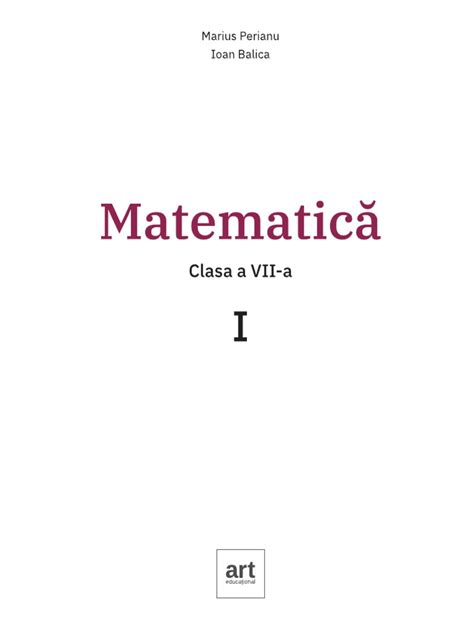 Matematica Clasa 7 Sem1 Traseul Albastru Marius Perianu Ioan