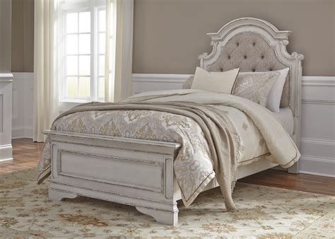 Liberty Magnolia Manor Antique White Twin Upholstered Bed Magnolia