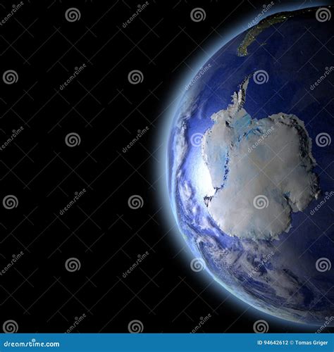 Antarctica From Space In The Evening Light Stock Illustration