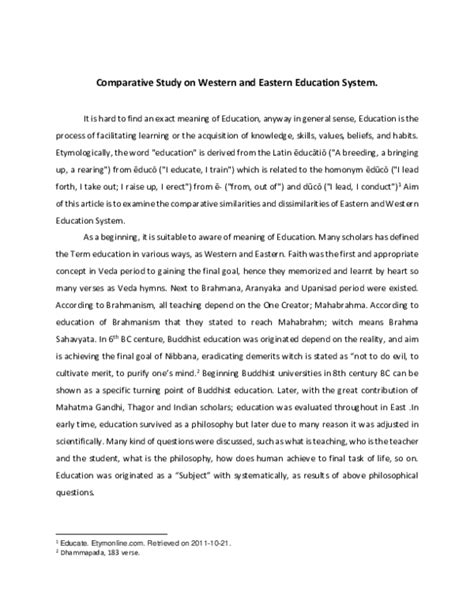 Doc Comparative Study On Western And Eastern Education System Rev