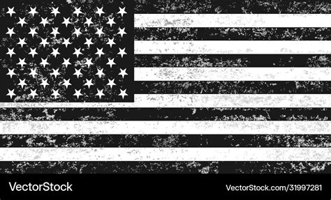 Distressed Black And White American Flag Vector Image