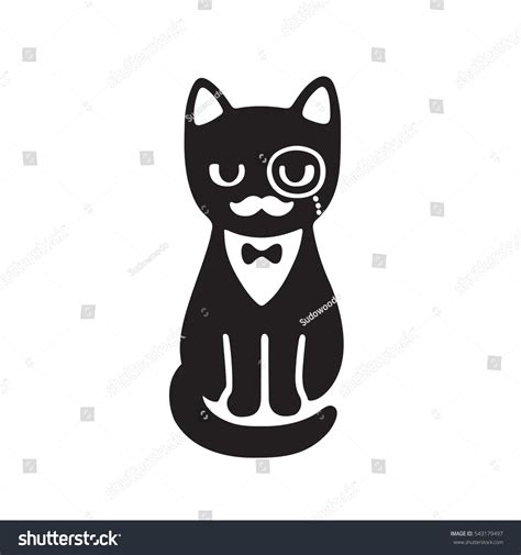 Tuxedo Cat Monocle Bow Tie Funny Stock Vector Royalty Free Shutterstock