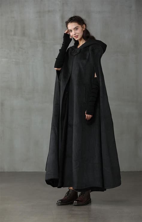 Linennaive Cloak Maxi Hooded Wool Coat Cloak 100 Cashmere Maxi