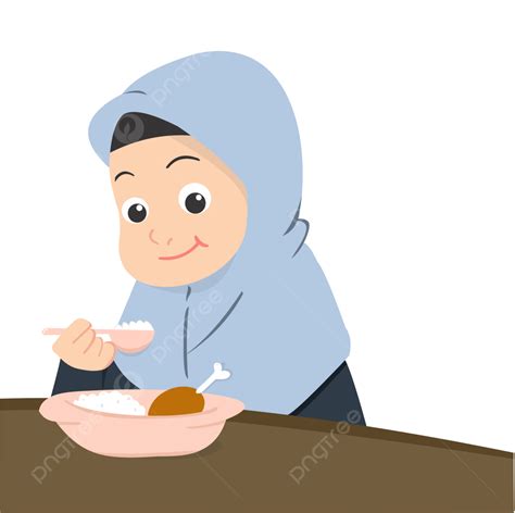 Muslim Girl Have Dinner Eat Breakfast Muslim Png Transparent Clipart