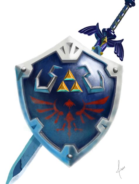Colors Live Hylian Shield And Master Sword By Malypso