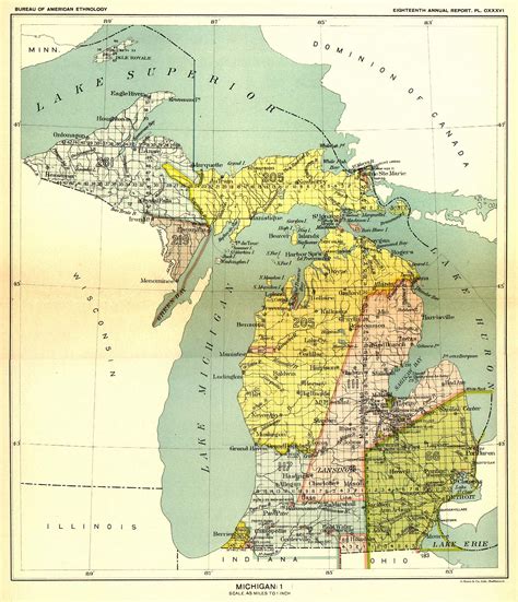 Indian Land Cessions In The U S Michigan 1 Map 29 United States