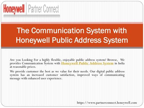 Ppt The Communication System With Honeywell Public Address System