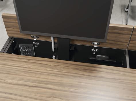 Delta View Computer Desk With Hidden Monitor Lift Rightangle Products