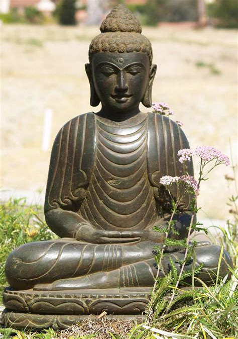 Sold Stone Meditating Buddha Statue 28 69ls47 Hindu Gods And Buddha
