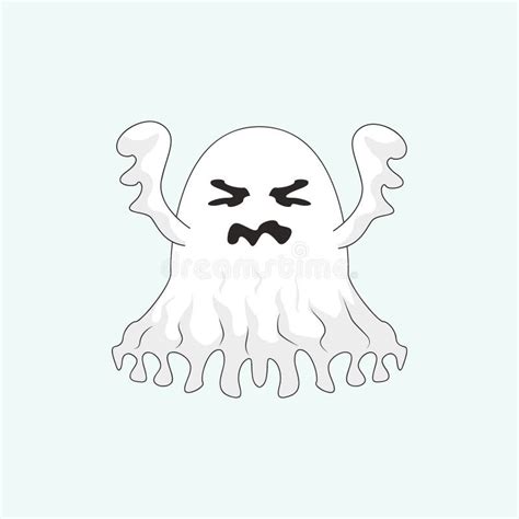 Ghost Cartoon Character Fly Funny White Ghost Halloween Stock Vector
