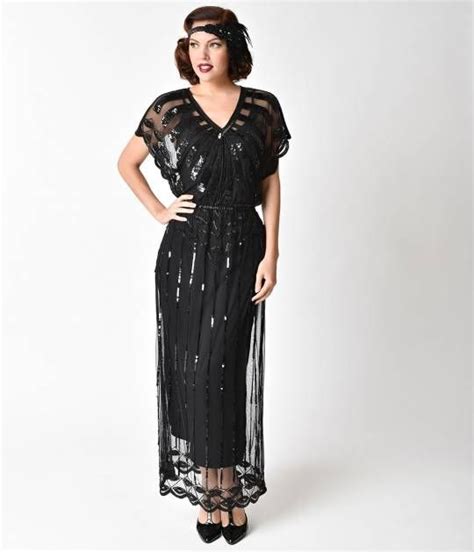 1920s black beaded deco angelina maxi flapper dress 1920s fashion dresses vintage maxi dress