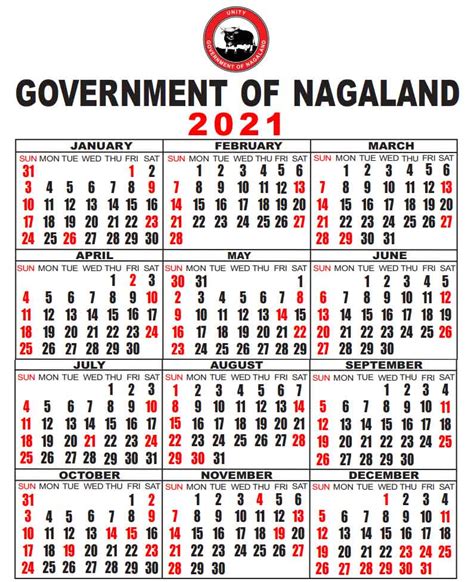 2021 Calendar With Government Holidays