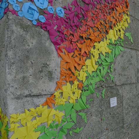 Rainbow Origami Street Art By Mademoiselle Maurice Colossal