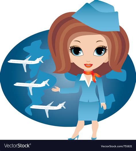 Stewardess Cartoon Royalty Free Vector Image VectorStock