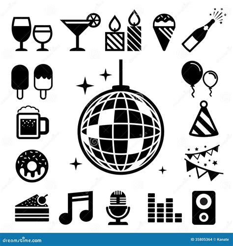 Party And Celebration Icon Set Stock Vector Illustration Of Fancy