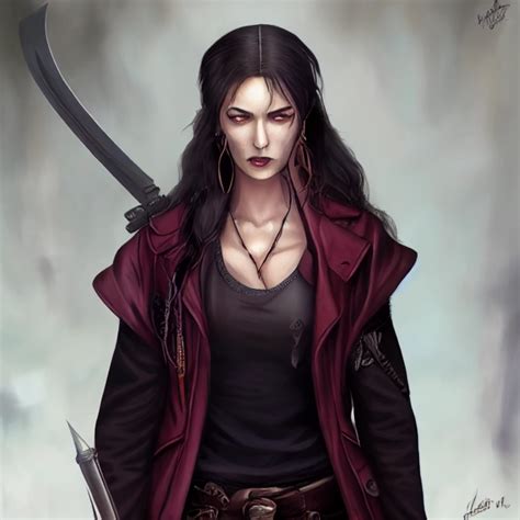 Female Vampire Hunter Urban Fantasy Vampire Slayer Midjourney