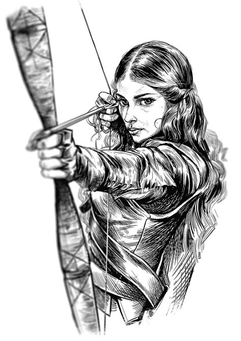 Female Archer Drawing At Explore Collection Of