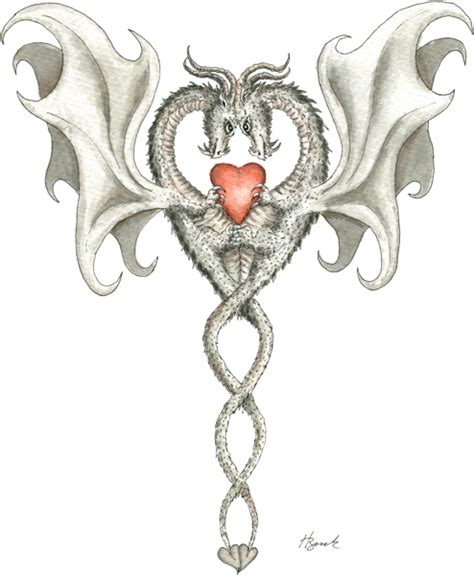 Two Dragons Forming A Heart Tattoo