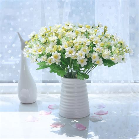 high quality silk fake flower plastic vase multi use wedding party home decoration artificial