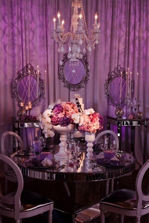 Elegant Purple Silver Ivory Wedding Reception Sweetheart