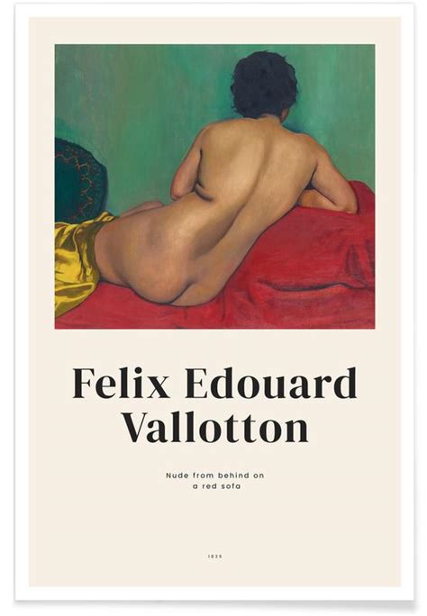 Vallotton Nude From Behind On A Red Sofa Affiche JUNIQE