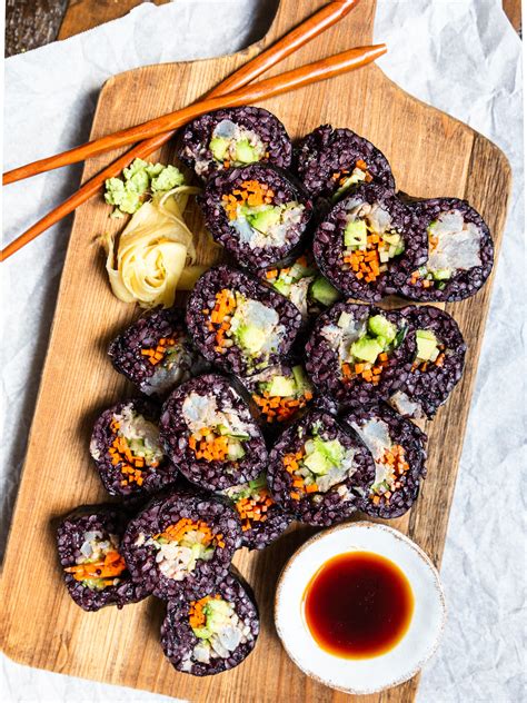 How To Make Hand Rolled Sushi With Purple Rice Video Recipe The Feedfeed